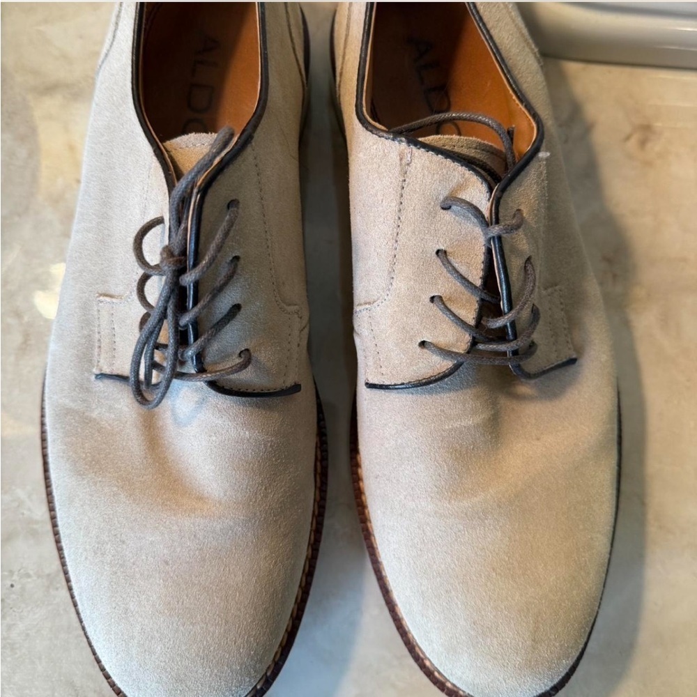 Aldo Suede Oxford Dress Shoes Tan Beige Lace Up Men’s Size 10